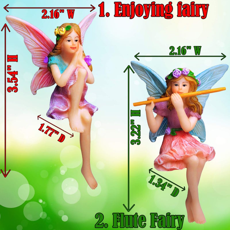 Mood Lab Fairy Garden - Miniature Fairies Figurines - Sitting Girls Set of 2 pcs - for Outdoor or House Decor Statue Kit - Image 3